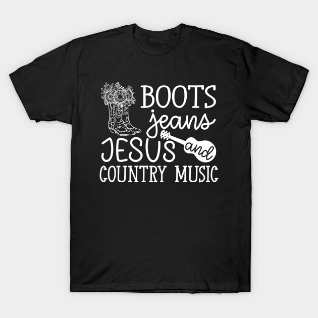 Boots Jeans Jesus and Country Music Guitar Cute T-Shirt by GlimmerDesigns